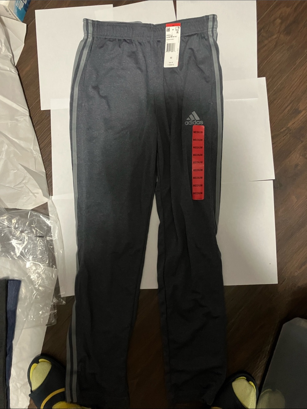 adidas Black Joggers with Gray Side Stripes for Kids